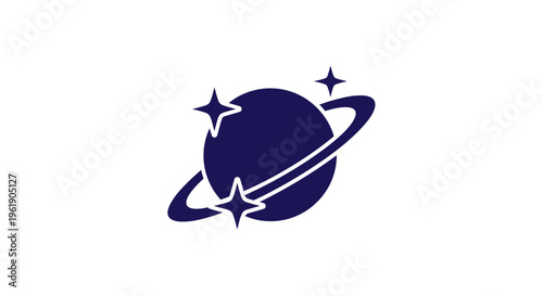 Cosmic Planet with Rings and Stars - Space Exploration Concept