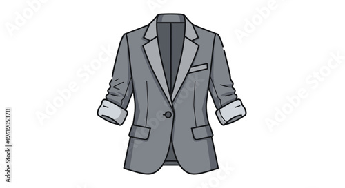 Stylish grey blazer with casually rolled-up sleeves, offering a relaxed yet polished look for smart casual or business casual occasions.