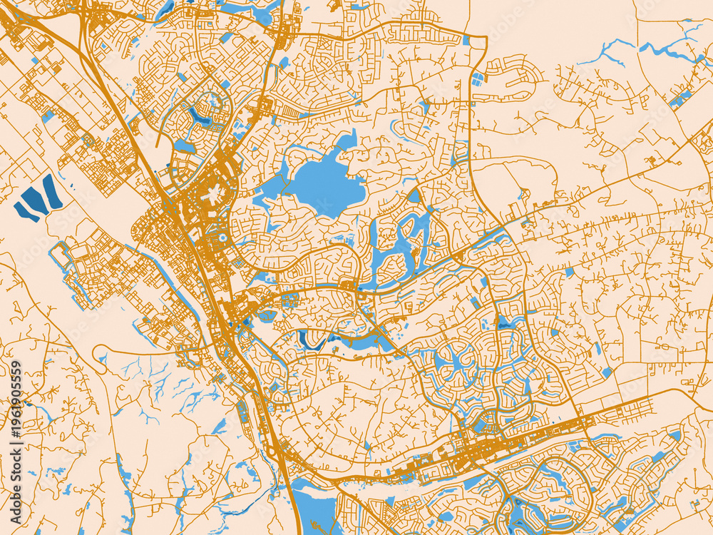 Fototapeta premium Road network map of Temecula, California