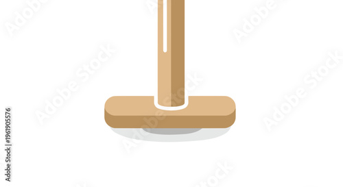 Bottom portion of a floor cleaning tool in a natural wood tone, indicating a broom or mop head for household chores.