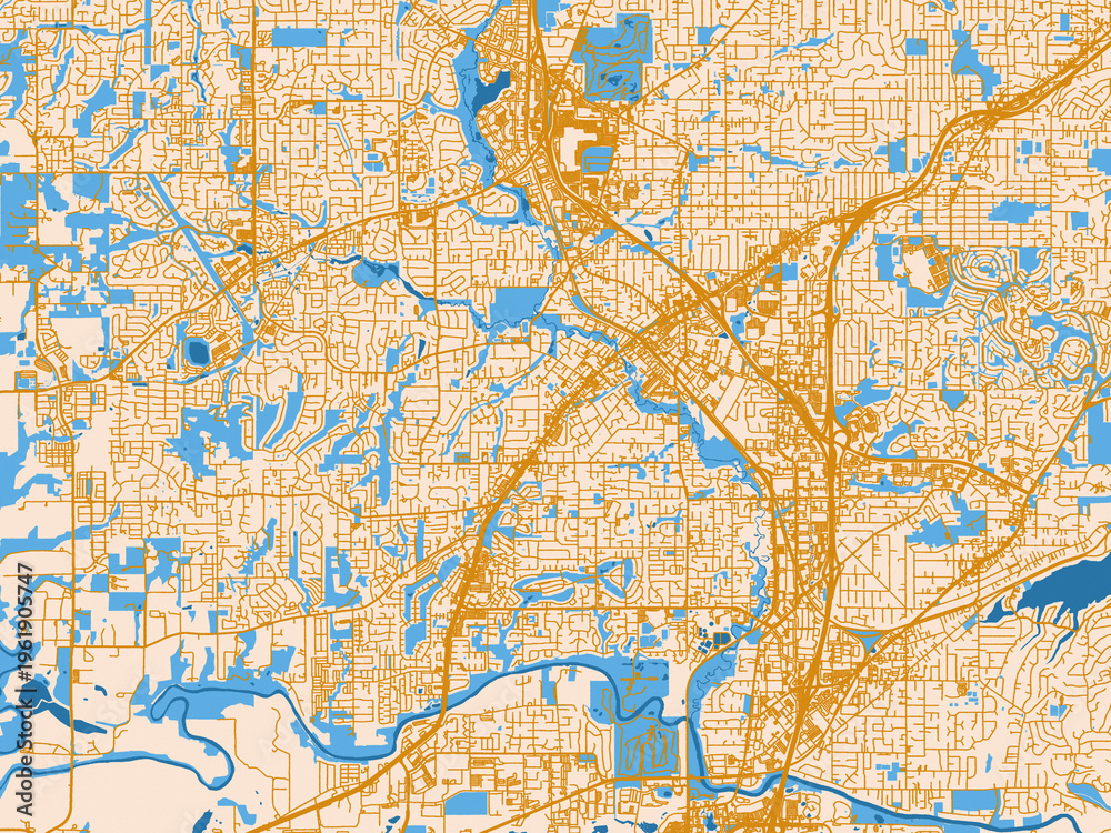 Fototapeta premium Clean urban street map of Tigard, Oregon