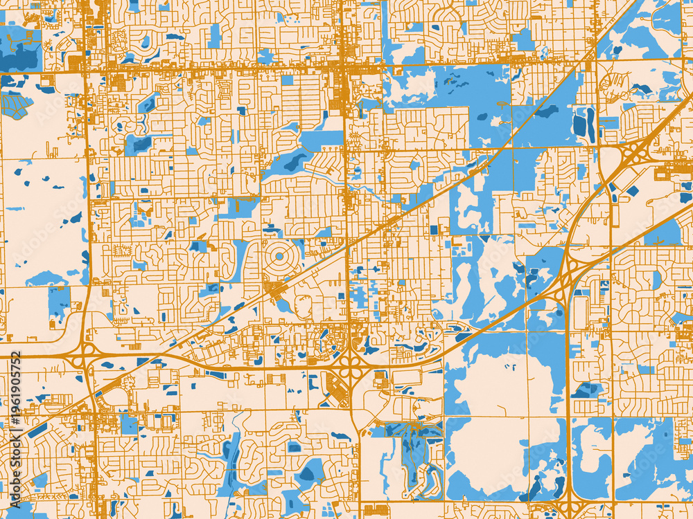 Fototapeta premium Decorative city map of Tinley Park, Illinois