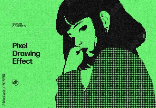 Pixel Drawing Photo Effect Mockup