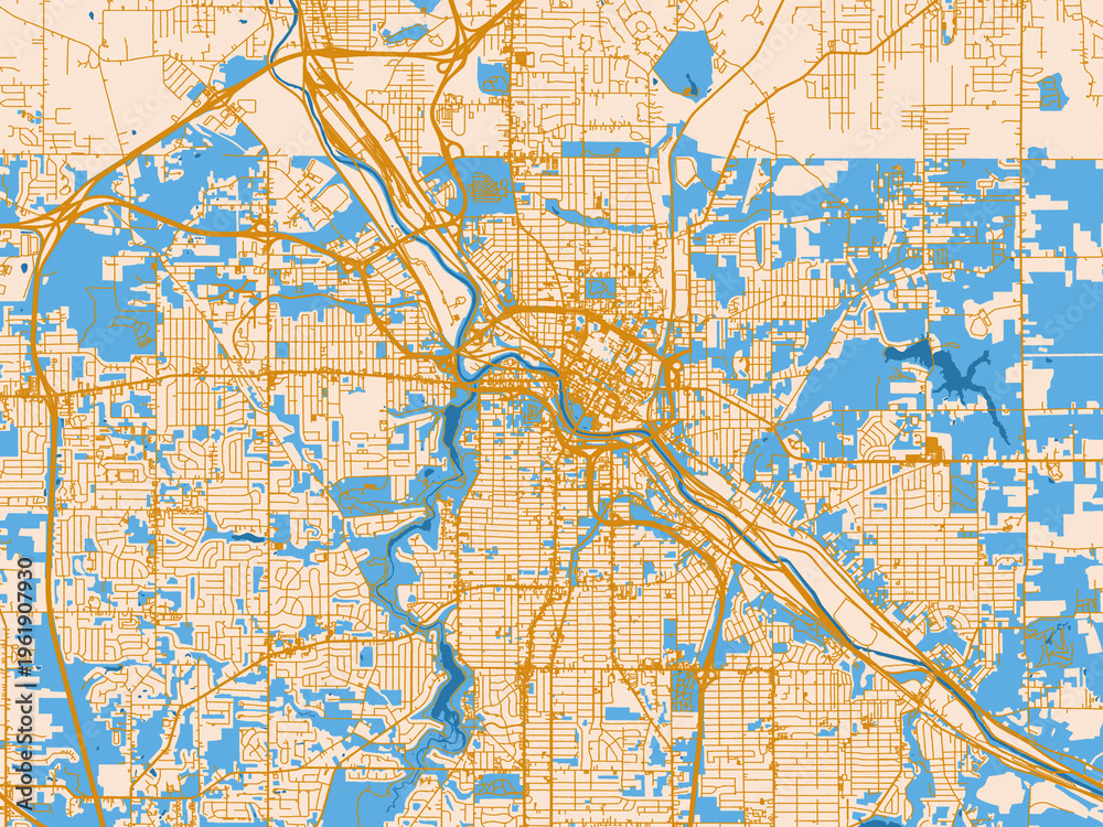 Naklejka premium Urban map of Youngstown, Ohia