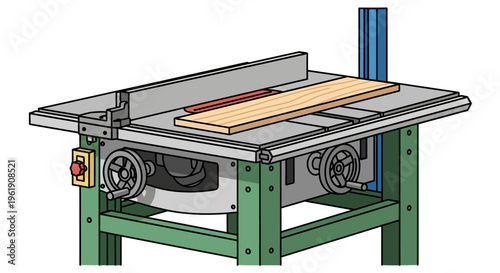 A table saw with green frame.