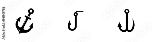 Maritime Symbols: A Silhouette of a J Hook and Anchor