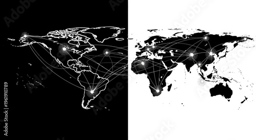 Global connections and world maps illustration.