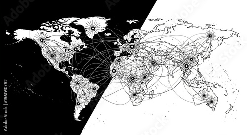 Global connections and world map.