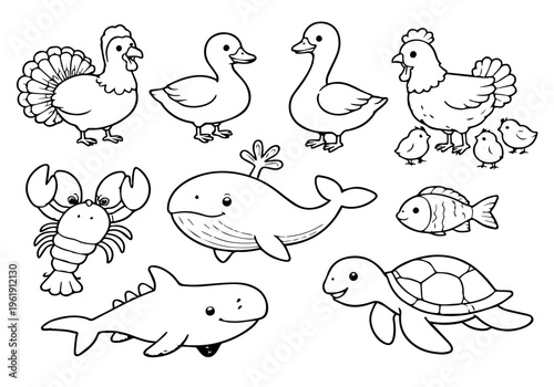 Photography Zoo wild animals for kids coloring black and white, prints, cards, posters, soci