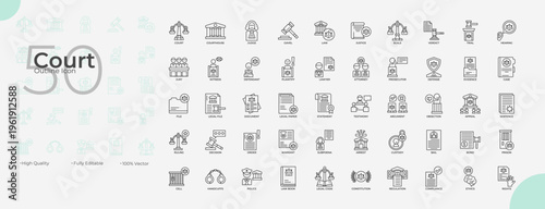 Court Line Editable Icons set
