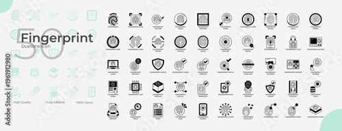 Fingerprint Duotone Editable Icons set