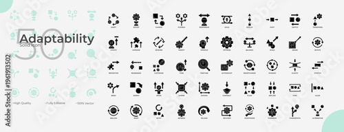 Adaptability Solid Editable Icons set