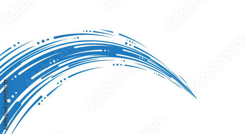 Abstract blue wave design with dynamic curved lines and scattered dots