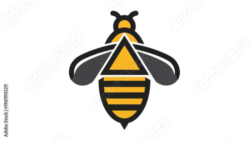 Yellow Bee Illustration with Black Stripes 2.