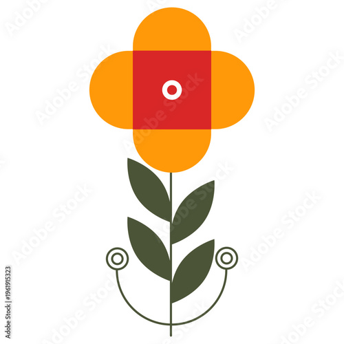Flower Graphic with Red Center