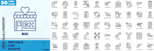 B2C Line Editable Icons set
