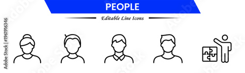 People icons depicting individuals, groups, community, diversity, profiles, communication, teamwork, social interaction, networking, relationships, collaboration, connection, and human activities.