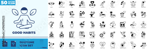 Good Habit Duotone Editable Icons set