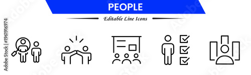 People icons depicting individuals, groups, community, diversity, profiles, communication, teamwork, social interaction, networking, relationships, collaboration, connection, and human activities.