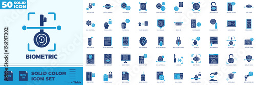 Biometric Solid Color Editable Icons set