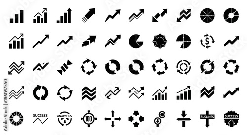 Set of 40 business and infographic icons vector