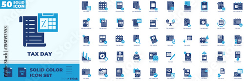 Tax Day Solid Color Editable Icons set