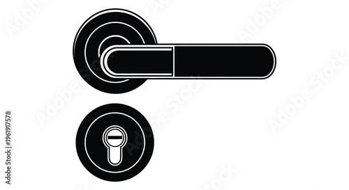 Black door handle and keyhole a striking graphic silhouette