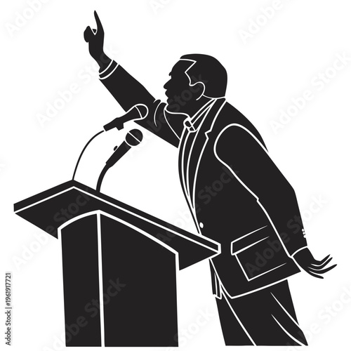 Motivational Speaker Silhouette - Public Speaking Presentation Vector Icon