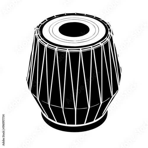Indian Tabla Icon - Classical Music Percussion Instrument Silhouette Vector