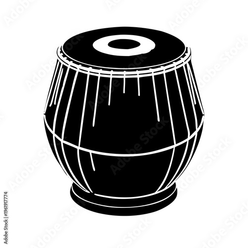 Indian Tabla Icon - Classical Music Percussion Instrument Silhouette Vector
