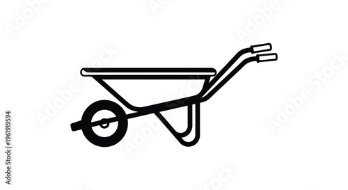 A black outline of a wheelbarrow a gardening tool silhouette