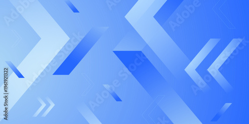 Abstract bright blue arrow shapes pattern background. Simple and trendy banner concept element design. Cool and futuristic background style.