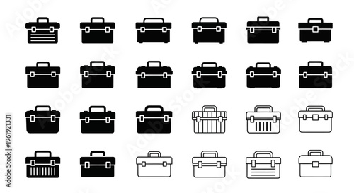 Collection of Briefcase Icons, Vector Set of Business Bags and Luggage Symbols