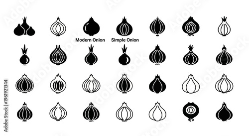 Collection of Onion Icons and Illustrations: Modern and Simple Styles