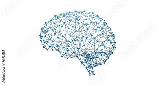 A blue network of lines forming the shape of a human brain