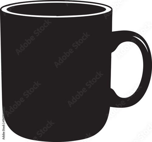 Coffee mug silhouette vector illustration featuring classic handle design for morning beverage and kitchenware branding concepts.