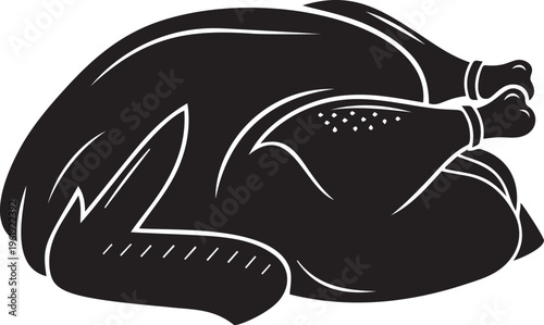 Roasted chicken silhouette isolated on transparent background ready for dinner thanksgiving or christmas meal celebration.