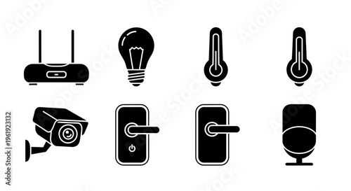 Smart Home Icons: Security, Climate, Lighting, and Automation Devices