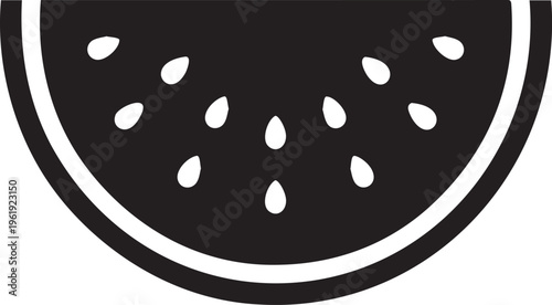Watermelon slice vector illustration, refreshing fruit with seeds, healthy summer snack silhouette.