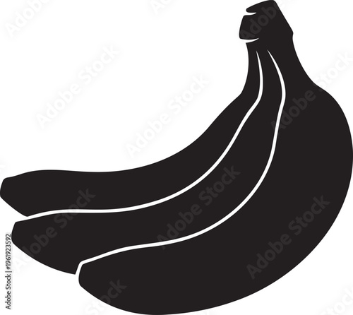 Bunch of bananas, black silhouette on transparent background.