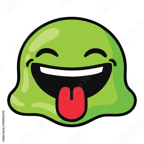 Happy Green Blob Face Emoji