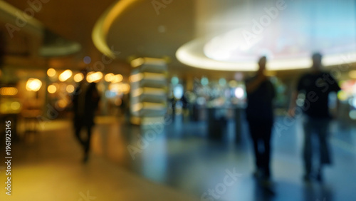 Foto Blurred Hotel Lobby with Warm Ambient Lighting and Elegant Decor