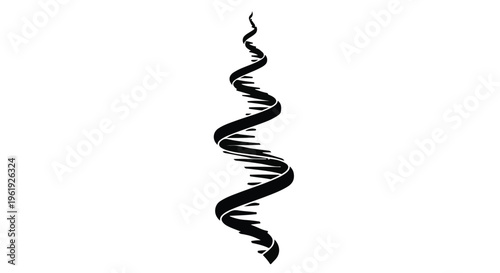 Abstract black spiral representing DNA or a growing helix on a white background.