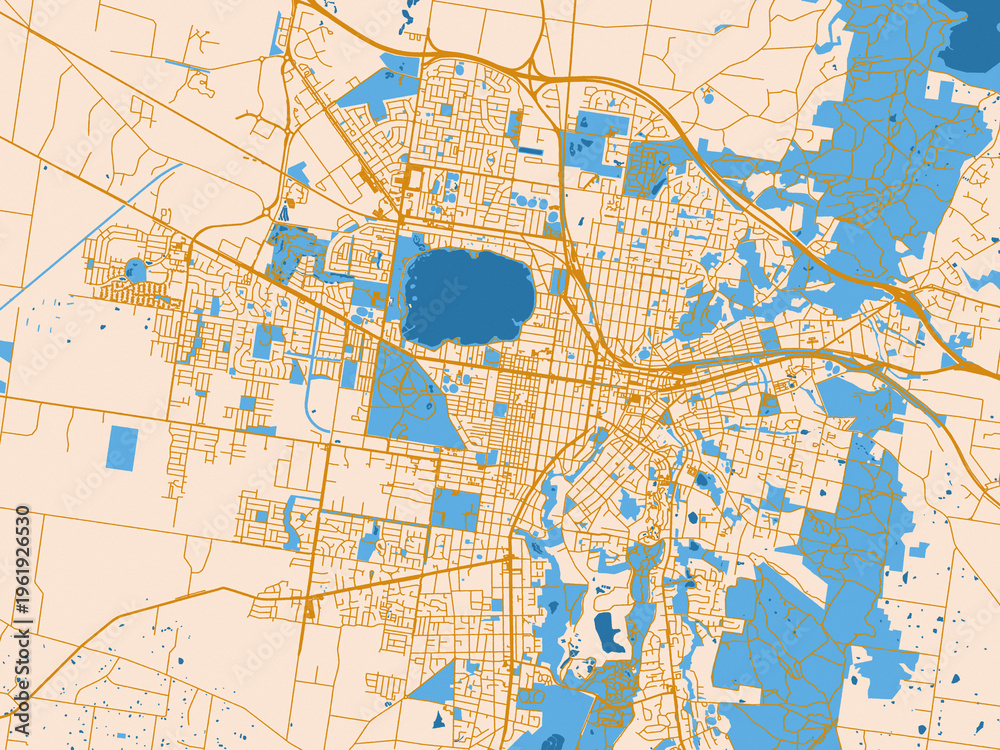 Naklejka premium City layout poster — Ballarat, Australia – mustard-gold streets on cream