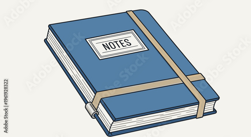 A blue notebook with elastic band.