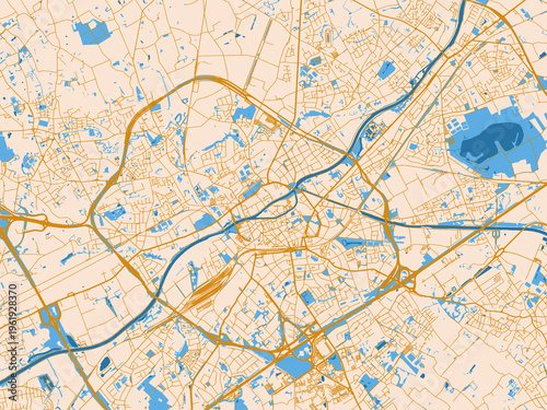 Quadro su tela Kortrijk, Belgium – city map