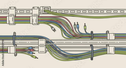 Colorful wires and cable harness.