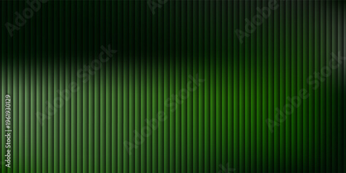 Dark green neon gradient ribbed glass. Vector ribbed glass texture background. Mesh gradient. acrylic ribbed bath surface. Reeded glass background semitransparent overlay. Bath wall window