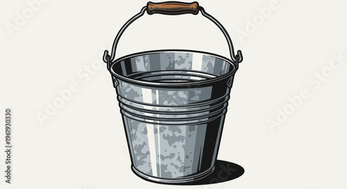 Galvanized metal bucket with handle.