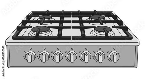 Gas Stove Cooktop with Knobs.